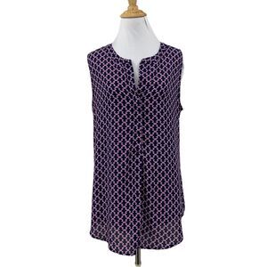 Gibson Flowy Tunic Tank Top Womens M Medium Wool Dobby Geometric Sleeveless